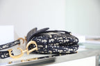 CD Oblique Saddle Bag Blue Canvas