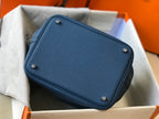 picotin lock blue togo leather silver hardware