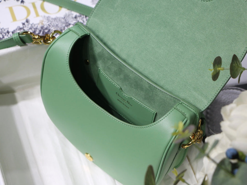 MEDIUM CD BOBBY 22CM BLUE GREEN CALFSKIN GOLD HARDWARE
