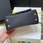 CC 24K Coco Hanle Mini 19cm Black Red Grained Calfskin Gold Hardware