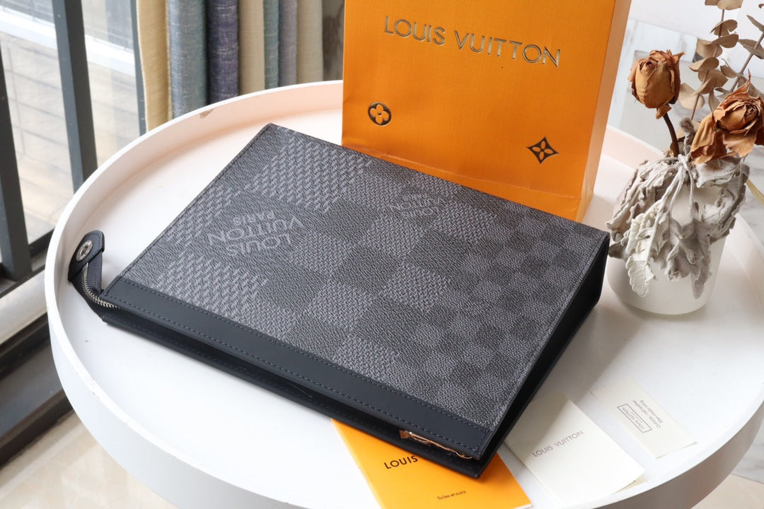 LV Pochette Voyage MM Grey Monogram Canvas 224227