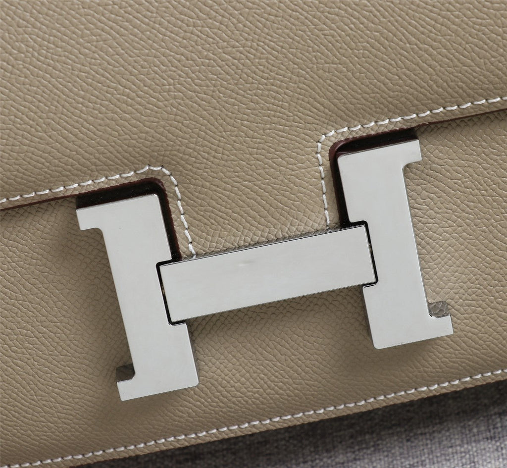 HM CONSTANCE BAGS 19 KHAKI EPSOM SILVER HARDWARE