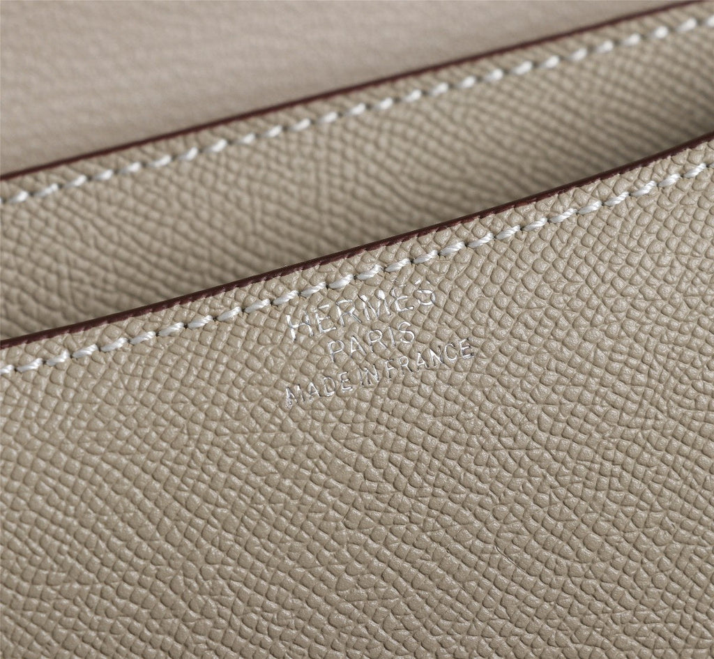 HM CONSTANCE BAGS 22 KHAKI EPSOM SILVER HARDWARE