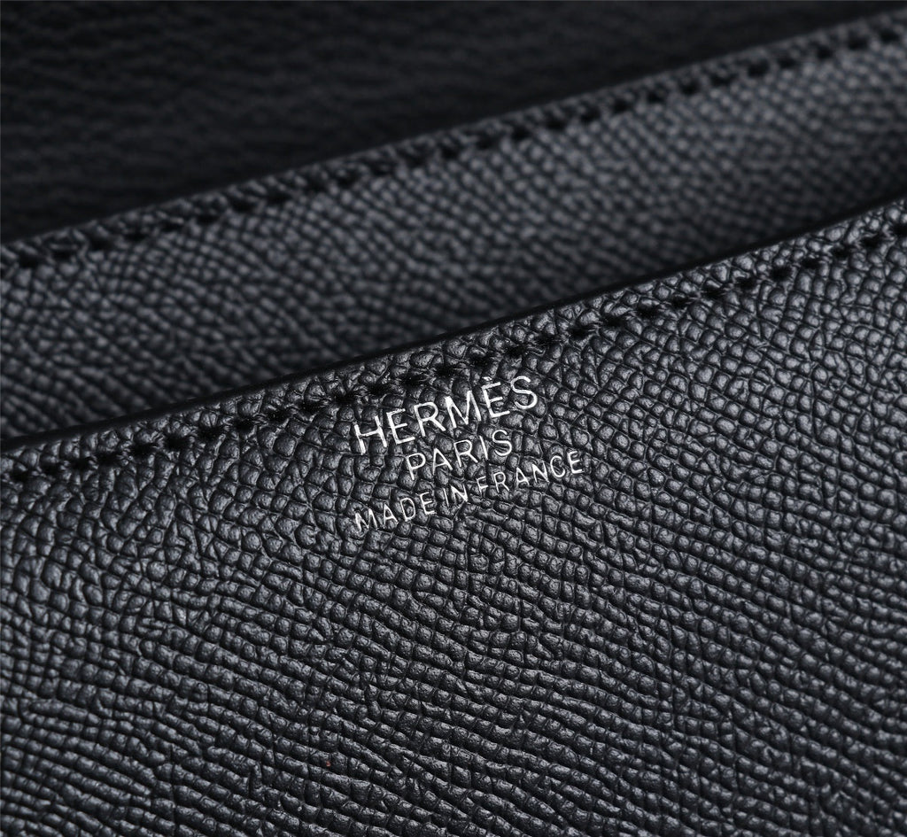 HM CONSTANCE BAGS 19 BLACK EPSOM SILVER HARDWARE
