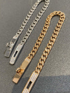 H Kelly Gourmette Sliver Diamond Bracelet