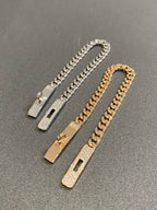 H Kelly Gourmette Sliver Diamond Bracelet