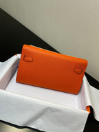 kelly woc 20.5 orange epsom silver hardware