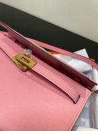 kelly woc 20.5 pink epsom gold hardware