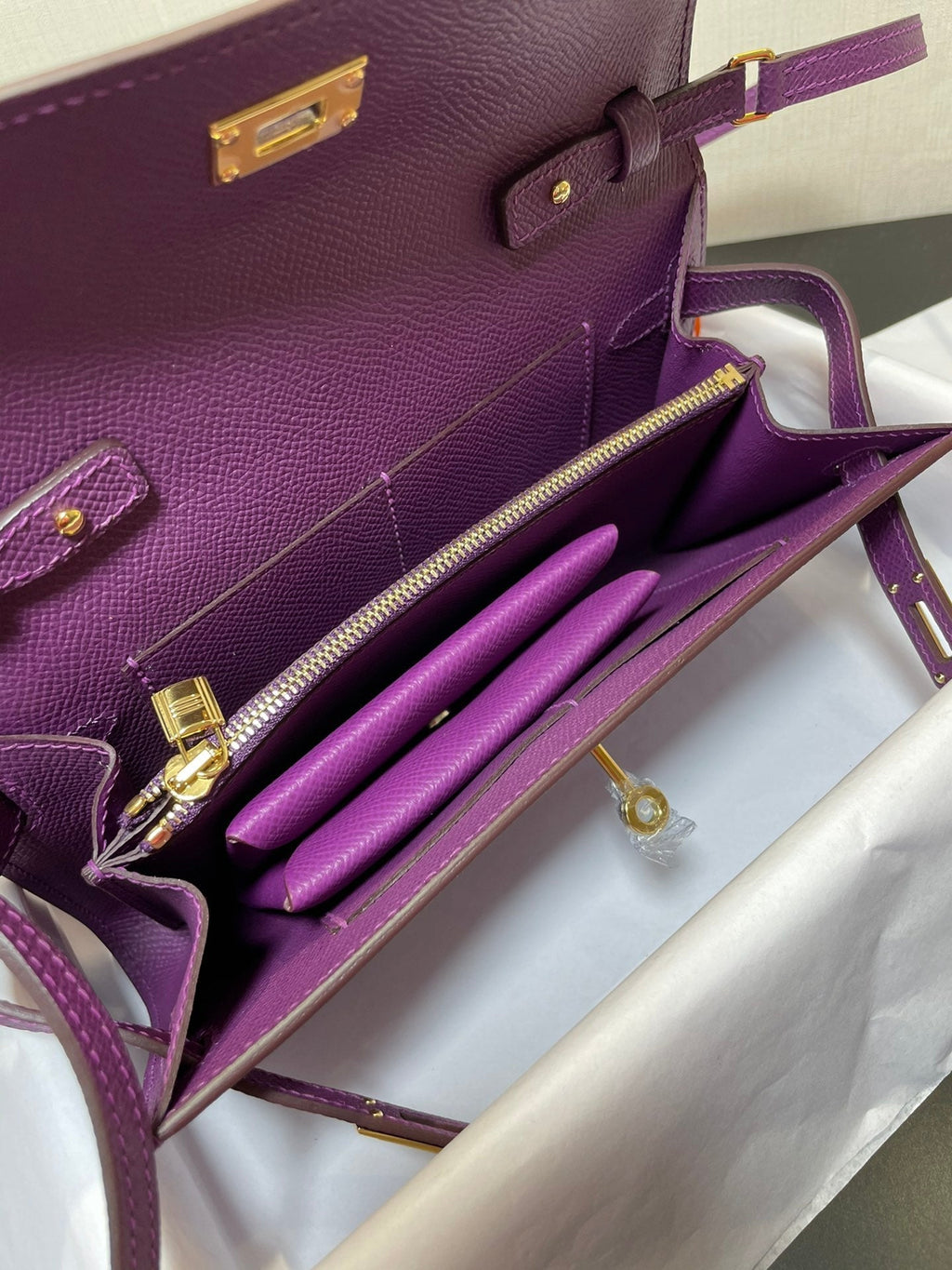 kelly woc 20.5 purple epsom gold hardware