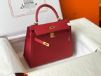 HM KELLY 32CM BAG IN BERRY TOGO GOLD HARDWARE