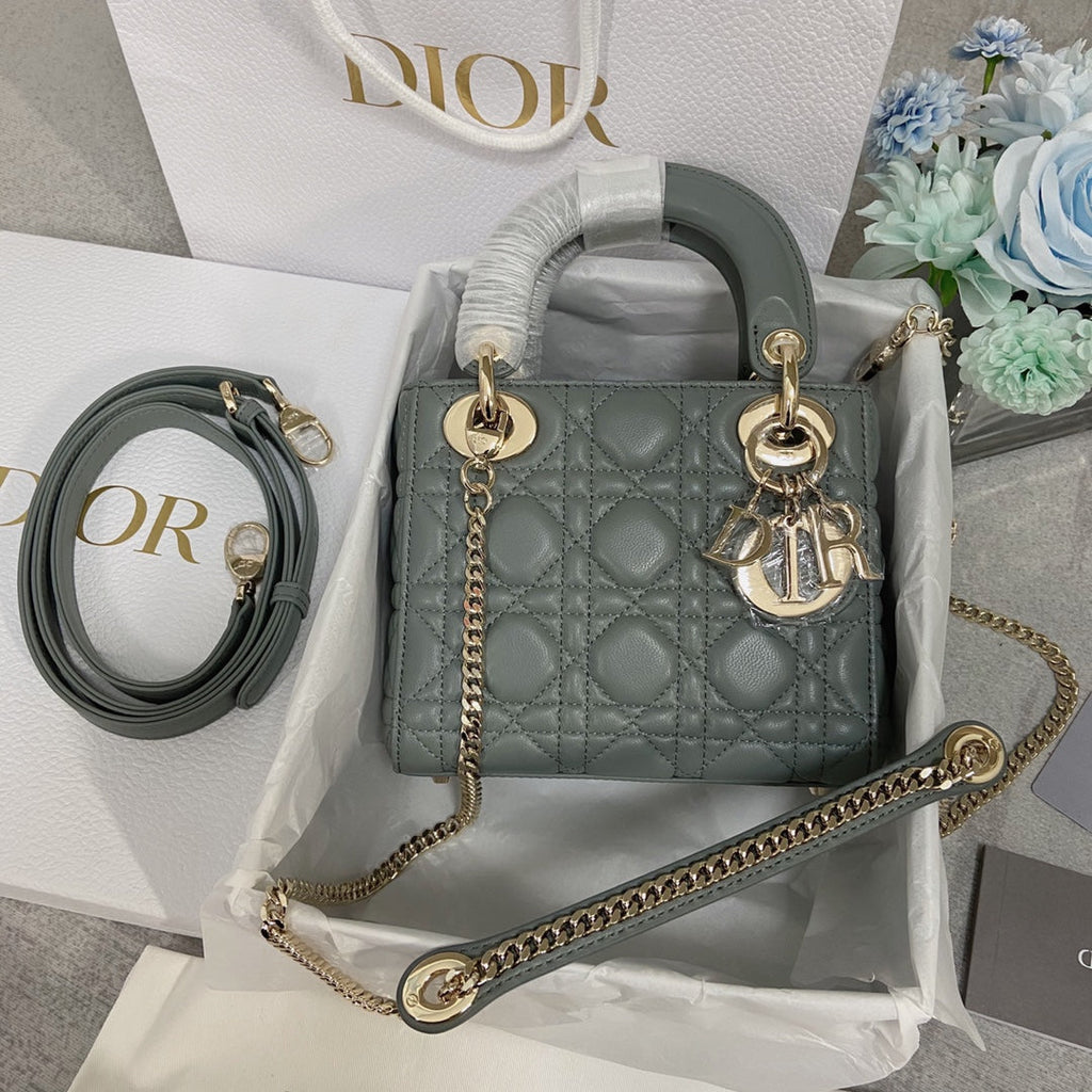 mini lady 17 rock gray lambskin