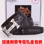 HM Constance Belt 38mm Black Brown Cowhide Gold Buckle 620188