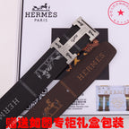 HM Constance Belt 38mm Black Brown Cowhide Gold Buckle 620188