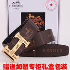 HM Constance Belt 38mm Brown Black Cowhide Gold Buckle 620189