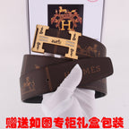 HM Constance Belt 38mm Brown Black Cowhide Gold Buckle 620189