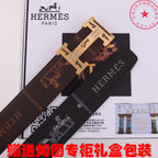 HM Constance Belt 38mm Brown Black Cowhide Gold Buckle 620189