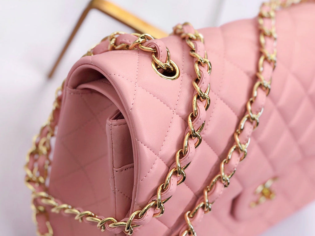 flap bag jumbo 30 pastel pink lambskin gold hardware