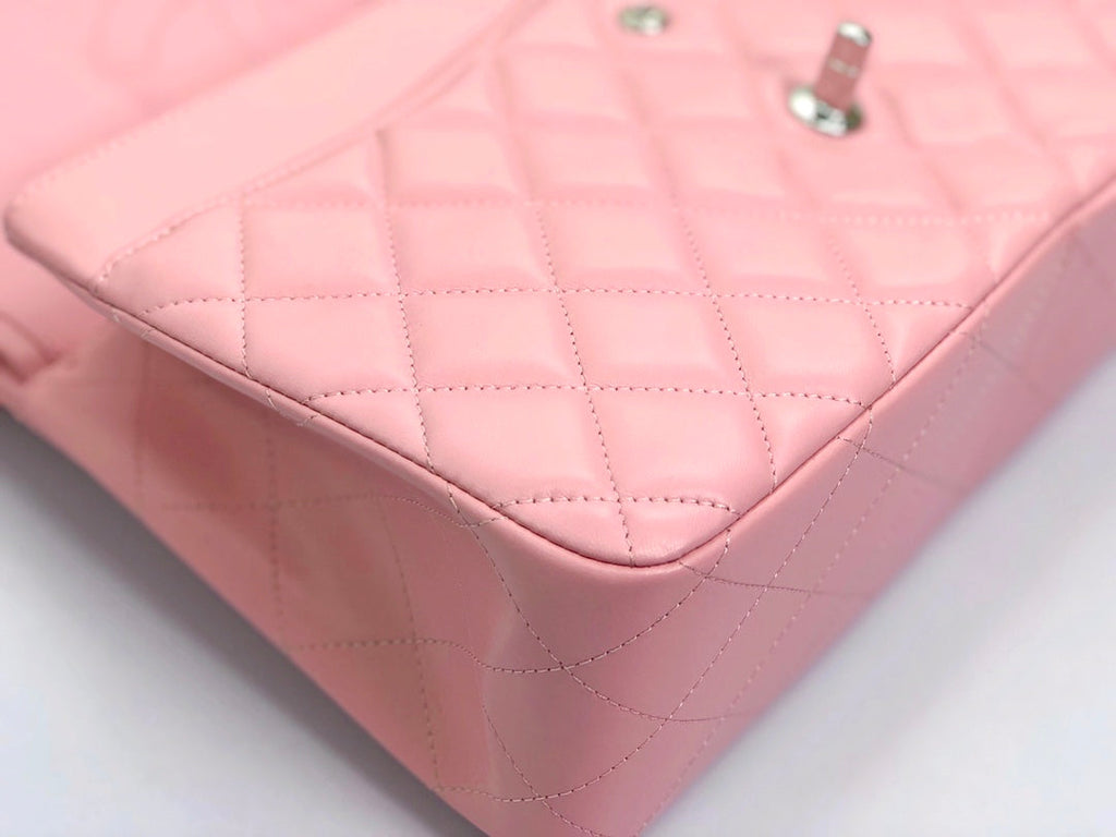 flap bag jumbo 30 pastel pink lambskin silver hardware