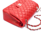 flap bag jumbo 30 red lambskin silver hardware