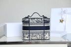Dior 2025 Diortravel Vanity Bag 24cm Blue mix White Canvas