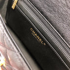mini flap bag top handle 20cm black caviar gold hardware