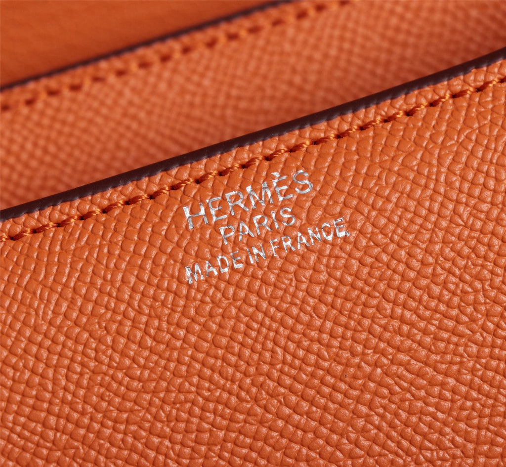 HM CONSTANCE BAGS 19 ORANGE EPSOM SILVER HARDWARE