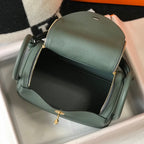 HM LINDY 30 BAG IN DARK GREEN CALFSKIN GOLD HARDWARE