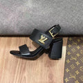 LV Horizon Ankle Strap Sandals 75mm Black Calfskin