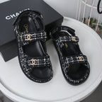 CC 25S Dad Sandal White Black Tweed Calfskin