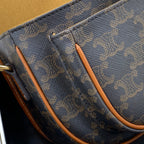 Celine Medium Folco Bag In Triomphe Canvas And Calfskin