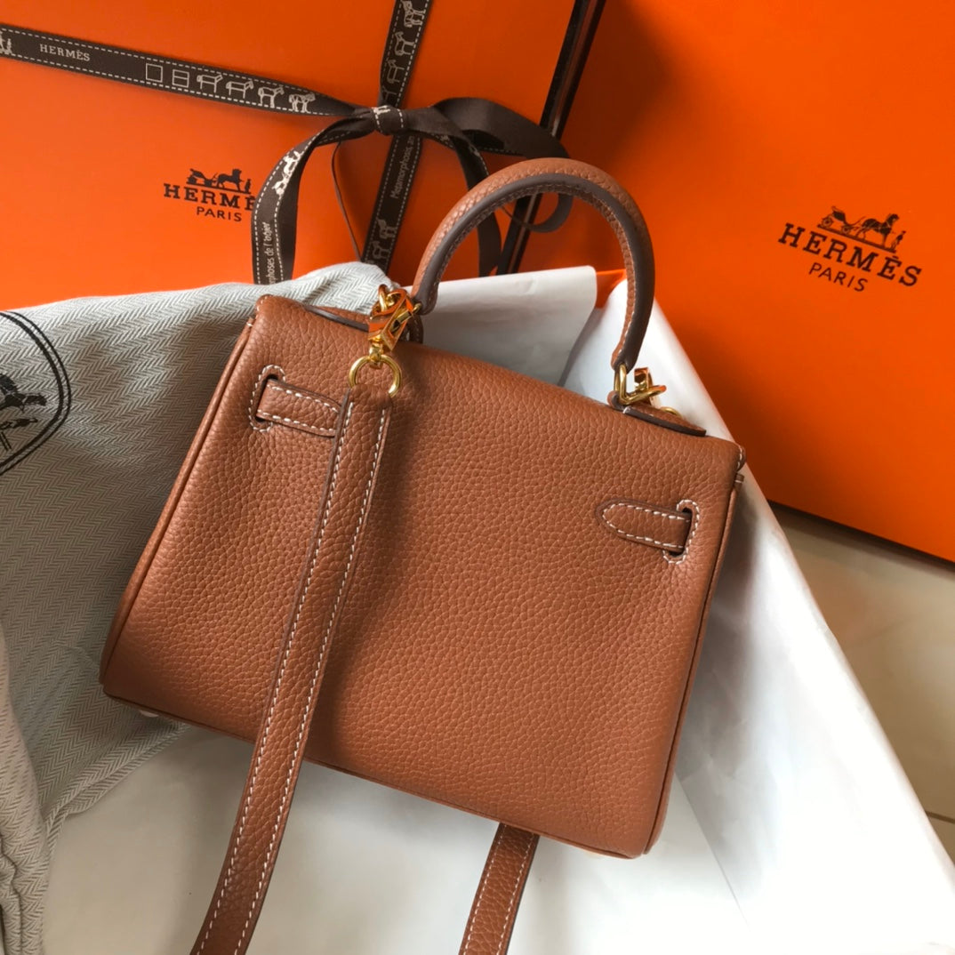 HM Mini Kelly 20cm Gold Togo Leather Gold Hardware
