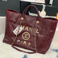 cc shopping bag 40cm burgundy calfskin gold hardware