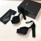 SL JODIE 135 PLATFORM SANDALS BLACK SUEDE