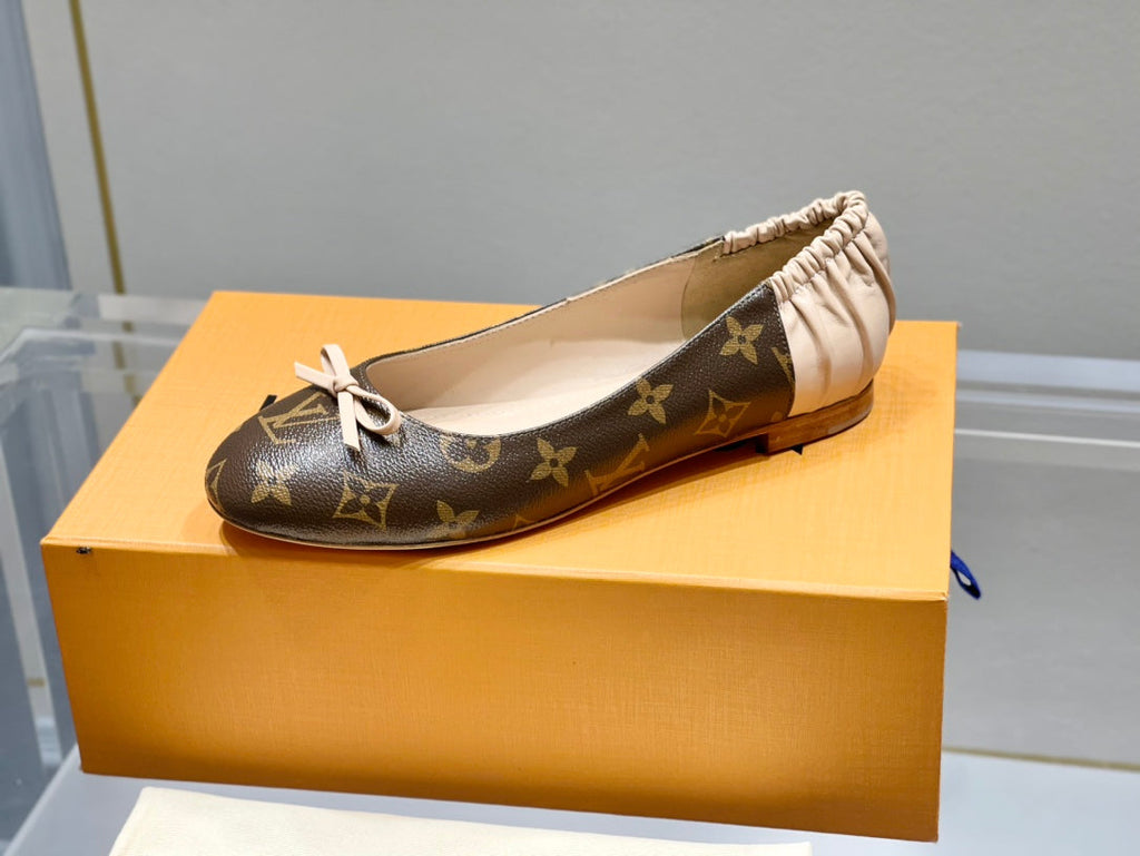 LV Joy Ballerina Dark Brown Mix Beige Monogram Calfskin