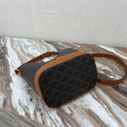 Celine Medium Bucket Bag In Triomphe Canvas With Calfskin