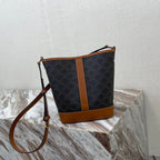 Celine Medium Bucket Bag In Triomphe Canvas With Calfskin