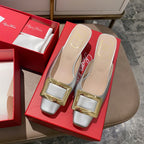 Viv Mules Silver Patent Leather 307799