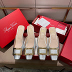 Viv Mules Silver Patent Leather 307799