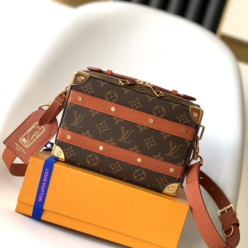 LV x NBA Handle Trunk Bag 21.5cm Brown Monogram Canvas GHW