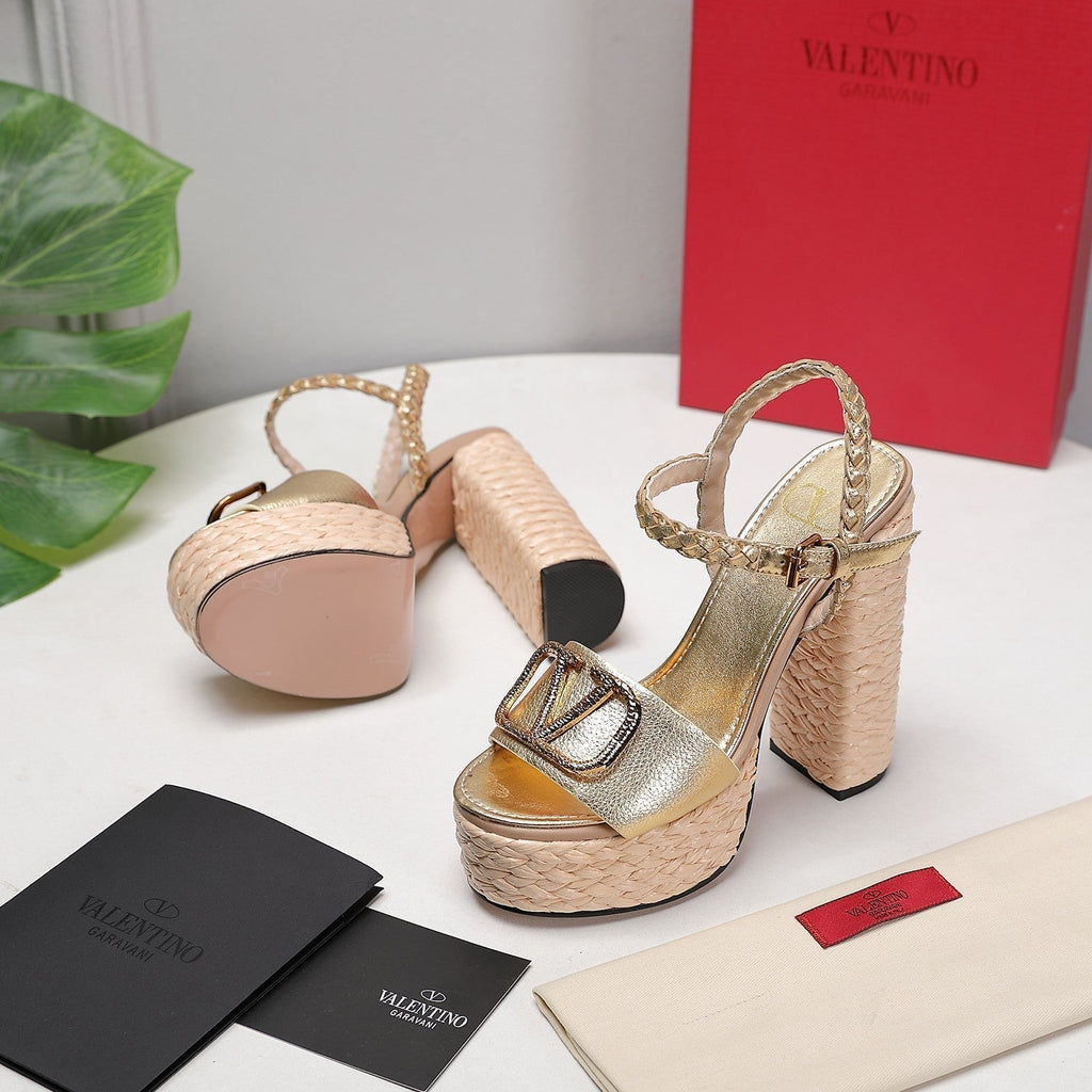 VT 25 Platform Sandals Gold Cowhide Espadrilles