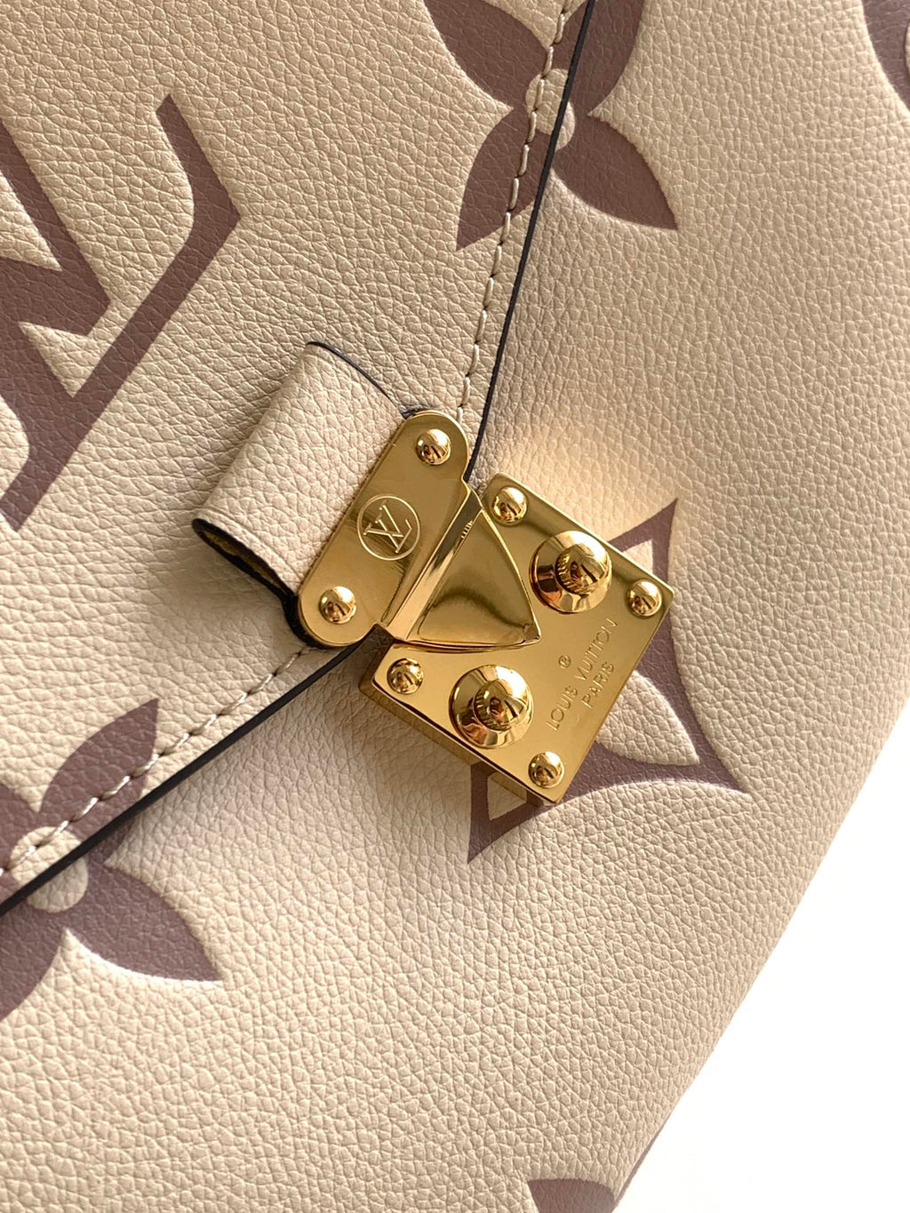 LV Pochette Métis Brown Beige Monogram Embossed Empreinte Leather