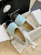 espadrilles cloud blue suede black lambskin