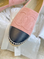 espadrilles pink suede black lambskin