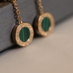 BVL EARRINGS DROP MALACHITE PINK GOLD