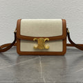 Celine 2026 Classique Triomphe Bag 18cm Tan Beige Textile Calfskin 283616