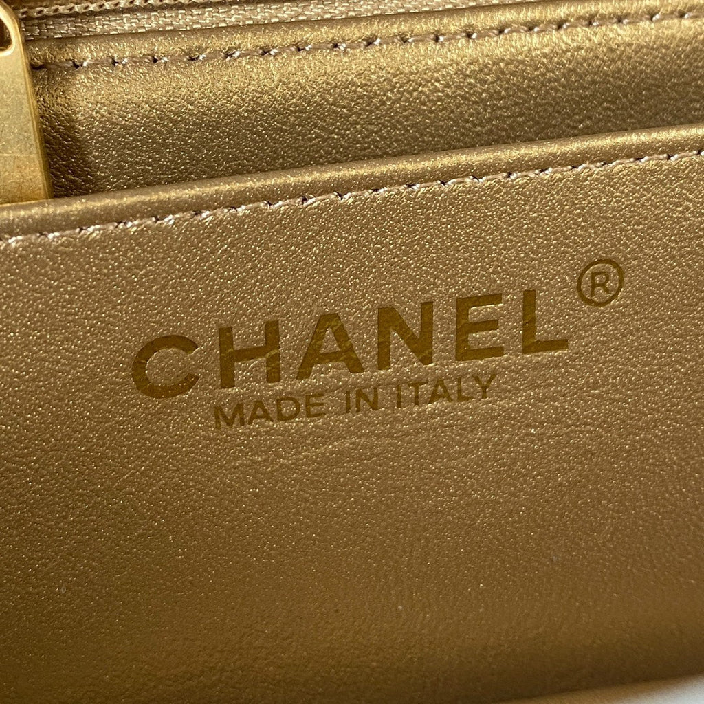 Classic Mini Flap Bag 20cm Grey Lambskin Gold Hardware