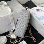Classic Mini Flap Bag 20cm Grey Lambskin Gold Hardware