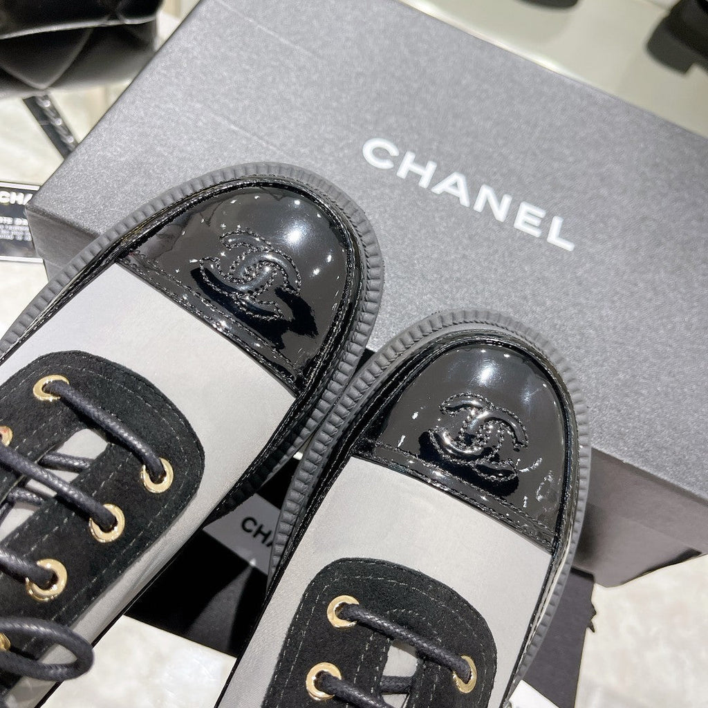 CC Sneaker 45mm Black Grey Wrinkled Lambskin And Cowhide