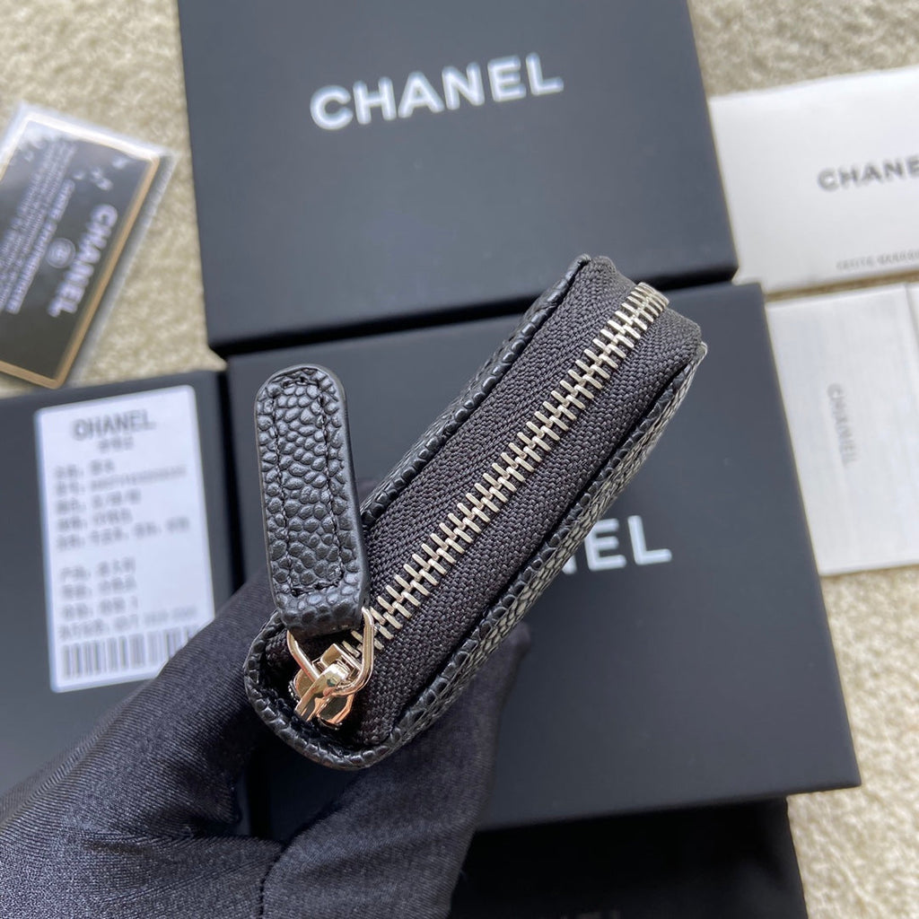 CC Classic Zipper Card Holder Black Caviar Sliver Steel 229630