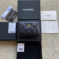 CC Classic Zipper Card Holder Black Caviar GHW 156535